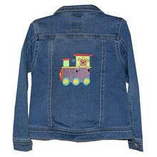 Load image into Gallery viewer, Child’s Embroidered Train Denim Jeans Jacket 5T