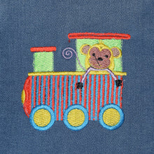 Load image into Gallery viewer, Child’s Embroidered Train Denim Jeans Jacket 5T