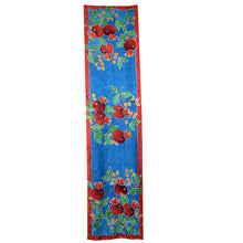 Load image into Gallery viewer, Pomegranates on Blue Jacquard Silk Wrap
