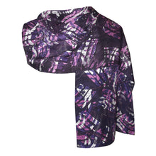 Load image into Gallery viewer, Deep Violet Abstract Hand Painted Jacquard Silk Shawl/Scarf
