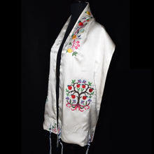 Load image into Gallery viewer, Embroidered Pomegranate Tree of Life Silk Tallit Prayer Shawl