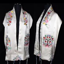 Load image into Gallery viewer, Embroidered Pomegranate Tree of Life Silk Tallit Prayer Shawl