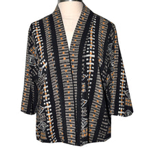Load image into Gallery viewer, Black Striped Print Lined Silk Kimono Jacket S/M