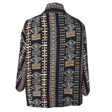 Load image into Gallery viewer, Black Striped Print Lined Silk Kimono Jacket S/M