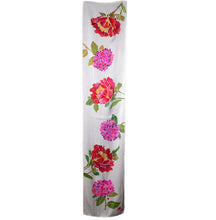 Load image into Gallery viewer, One of a Kind Handpainted Hydrangea and Peony Charmeuse Silk Scarf/Shawl