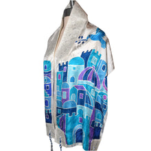Load image into Gallery viewer, Handpainted Blue Turquoise Jerusalem VI Tallit Prayer Shawl