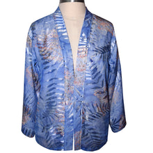 Load image into Gallery viewer, Exquisite Fern Blue Pink Sheer Silk Devore Kimono Jacket
