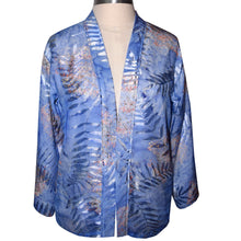 Load image into Gallery viewer, Exquisite Fern Blue Pink Sheer Silk Devore Kimono Jacket