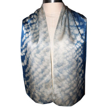 Load image into Gallery viewer, Gorgeous One of a Kind Shibori Indigo Hand Dyed Charmeuse Silk Scarf
