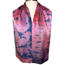 Load image into Gallery viewer, Shibori Indigo and Fuschia Hand Dyed Charmeuse Silk Scarf