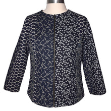 Load image into Gallery viewer, Handcrafted Indigo Patchwork Cotton Quilted Zippered Jacket