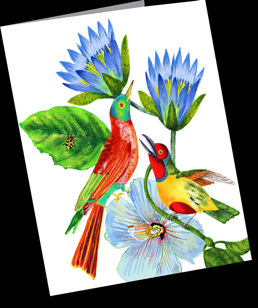 Bird Floral 10 Small Notecard Pack (4.25” x 5.5”)