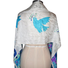 Load image into Gallery viewer, Turquoise and Blue Jerusalem Hand Painted Tallit Prayer Shawl