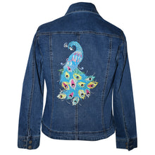 Load image into Gallery viewer, Lyon Blue Denim Jeans Jacket with Stunning Peacock Embroidery