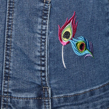 Load image into Gallery viewer, Lyon Blue Denim Jeans Jacket with Stunning Peacock Embroidery