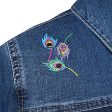 Load image into Gallery viewer, Lyon Blue Denim Jeans Jacket with Stunning Peacock Embroidery