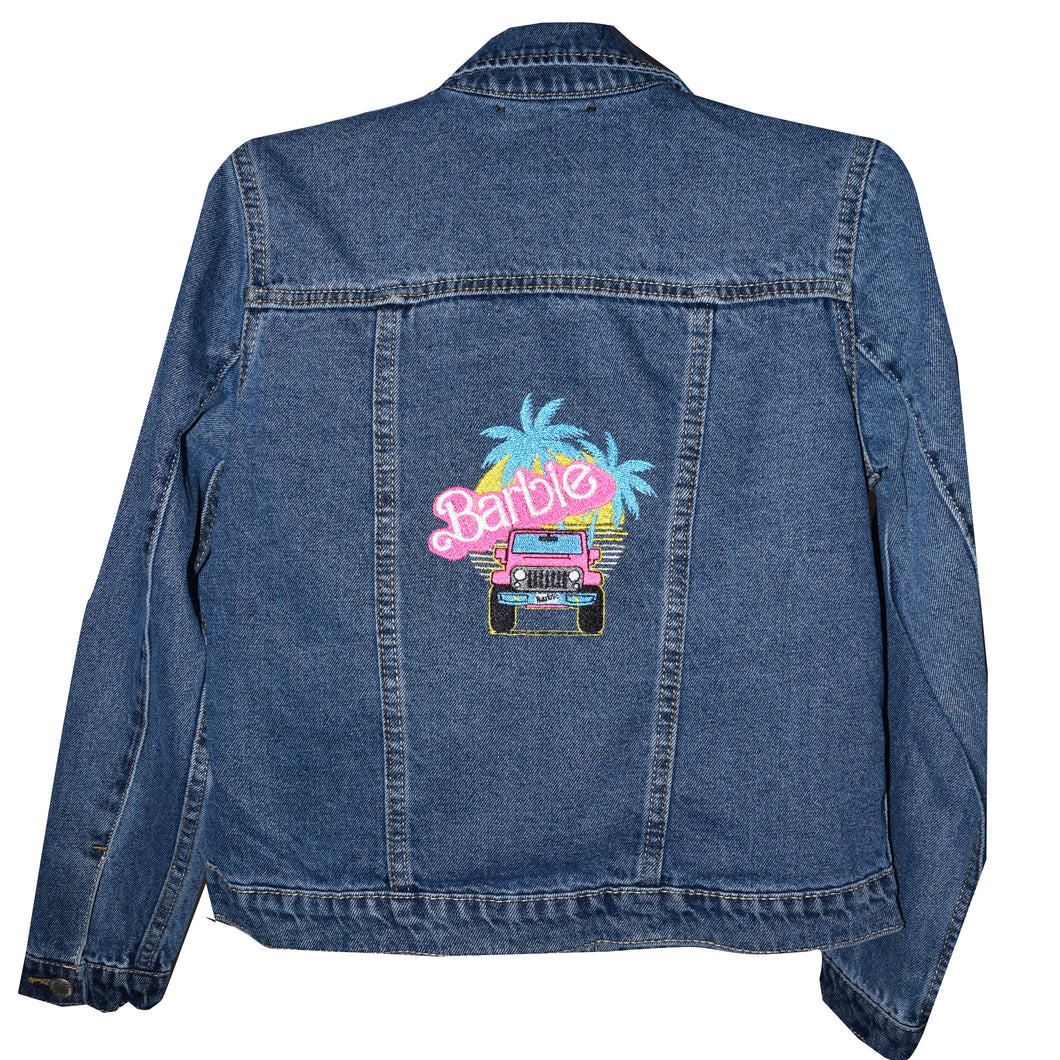 Girls Barbie Style Embroidered Denim Jeans Jacket L12-14