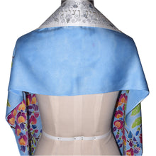 Load image into Gallery viewer, Lovely Wisteria on Blue Hand Painted Charmeuse Silk Tallit Prayer Shawl
