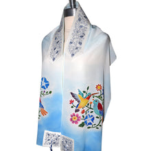 Load image into Gallery viewer, Bird Floral Handpainted Silk Tallit Prayer Shaw
