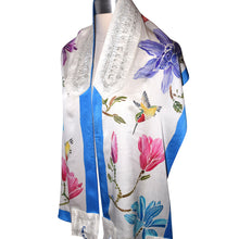 Load image into Gallery viewer, Hummingbird &amp; Magnolias Handpainted Silk Tallit Prayer Shawl
