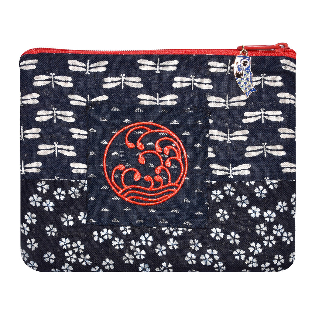Embroidered Kindle Zippered Padded Case with Koi Zipper Pull