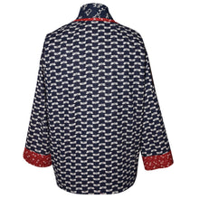 Load image into Gallery viewer, Handcrafted Indigo Print Kimono Jacket with Contrast Neckband
