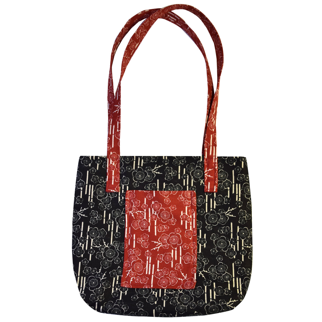 Handcrafted Japanese Print Padded Tote Bag