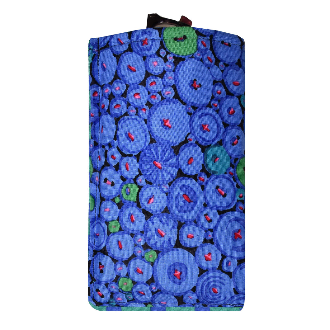 Handcrafted Blue Circles Eyeglass Padded Lined Case