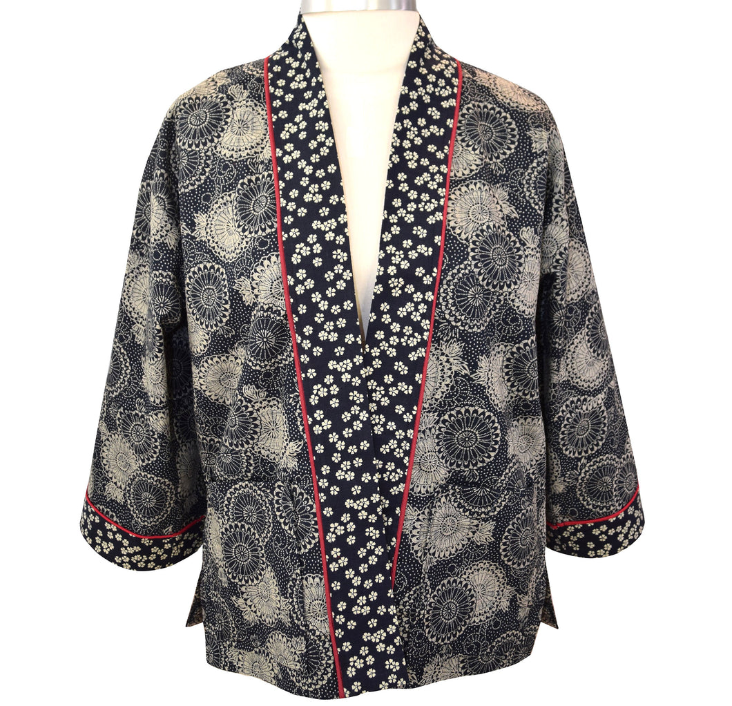 Kimono Style Jacket with Contrast Neckband