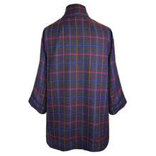 Load image into Gallery viewer, Gorgeous Eggplant Wool Plaid Kimono Style Jacket with Side Slits
