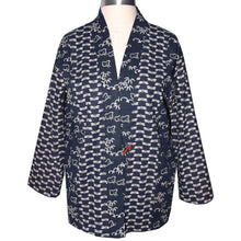 Load image into Gallery viewer, One of a Kind Indigo Patchwork Kimono Jacket with Toggle Button

