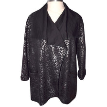 Load image into Gallery viewer, Handsome Silver on Black Print Ponte Open Jacket with Contrast Roll Collar
