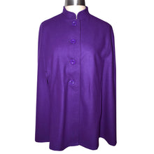 Load image into Gallery viewer, Luscious Purple Wool Blend Cape with Tie Belt

