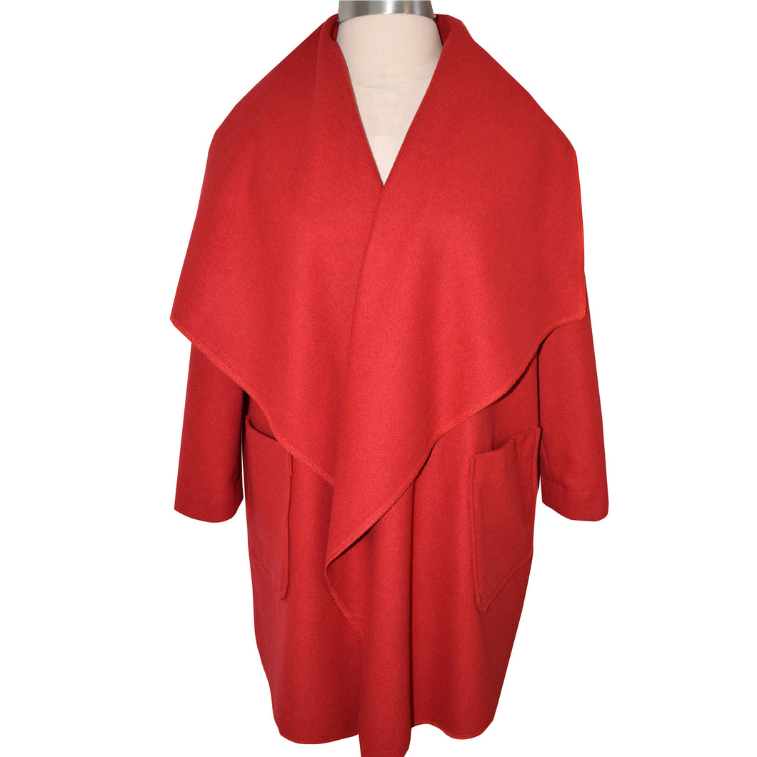 Crimson Wool Blend Wrap Jacket