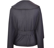 Load image into Gallery viewer, Classy Soft Cashmere Black Striped Open Cape with Tie Belt
