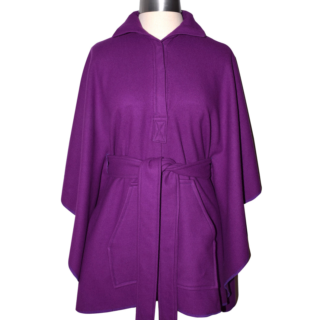 Luxurious Royal Purple Cashmere Wool Blend Cape