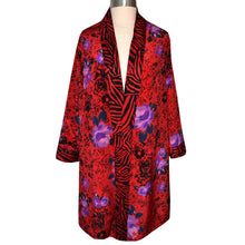 Load image into Gallery viewer, French Silk Print Kimono Jacket with Contrast Neckband
