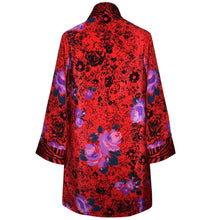 Load image into Gallery viewer, French Silk Print Kimono Jacket with Contrast Neckband
