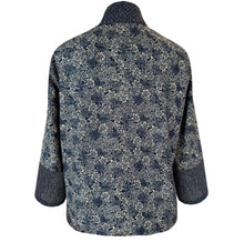 Load image into Gallery viewer, Japanese Indigo Kimono Style Jacket with Contrast Neckband
