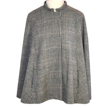 Load image into Gallery viewer, Black Plaid Wool Cape with Tie
