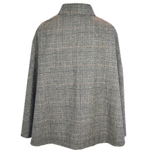 Load image into Gallery viewer, Black Plaid Wool Cape with Tie

