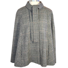 Load image into Gallery viewer, Black Plaid Wool Cape with Tie
