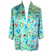 Load image into Gallery viewer, Pale Turquoise Silk Print Kimono Jacket
