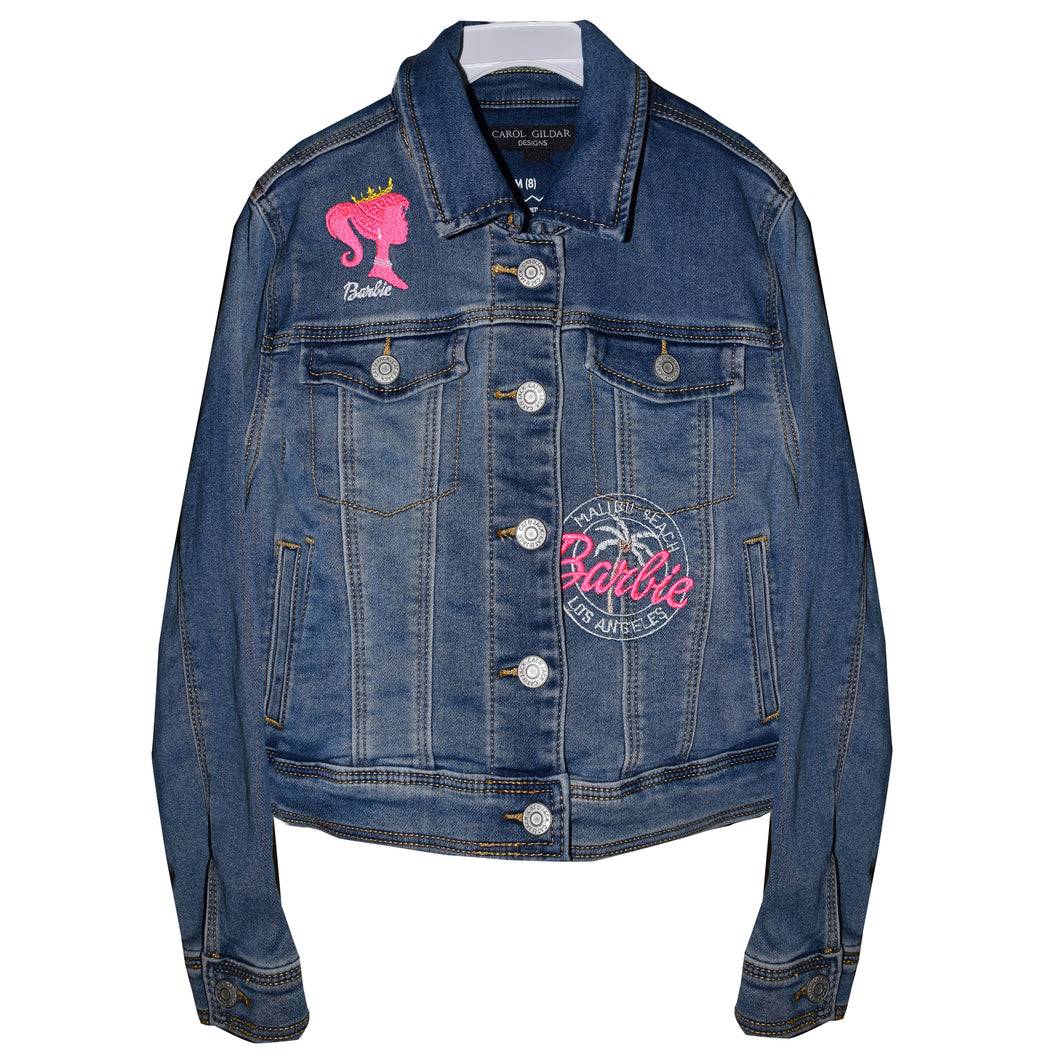 Girls Barbie Embroidered Denim Jeans Jacket