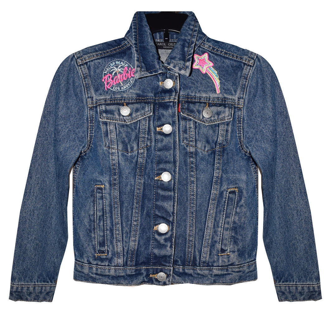 Barbie Style Embroidered Denim Jeans Jacket for Girls