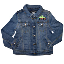 Load image into Gallery viewer, Child’s Embroidered Truck, Airplane, Balloon Blue Denim Jeans Jacket, 4T
