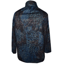 Load image into Gallery viewer, Chic Blue Black Feather Print Knit Zippered Jacket
