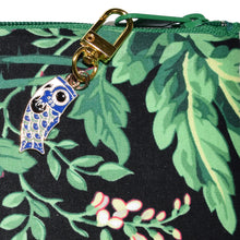 Load image into Gallery viewer, Purple Aqua Floral Zippered Case with Koi Zipper Pull
