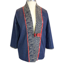 Load image into Gallery viewer, One of a Kind Indigo Cotton Lined Kimono Jacket with Contrast Neckband
