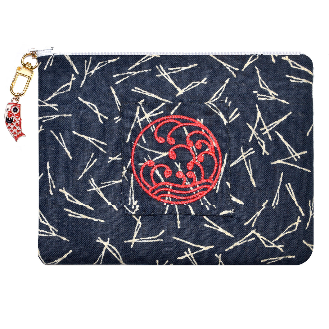 Padded Kindle Zippered Case with Koi Zipper Pull and Japanese Embroidery